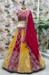ATTRACTIVE VICHITRA SILK EMBROIDERY SEQUENCE WORK LEHENGA CHOLI WITH DUPATTA PARTY WEAR WHOLESALE PRICE ETHNIC GARMENT (4)