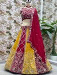 ATTRACTIVE VICHITRA SILK EMBROIDERY SEQUENCE WORK LEHENGA CHOLI WITH DUPATTA PARTY WEAR WHOLESALE PRICE ETHNIC GARMENT (4)
