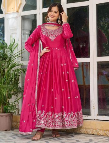 DESIGNER AMERICAN SILK THREAD WITH SEQUENCE WORK GOWN BOTTOM WITH DUPATTA RANI
