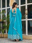 DESIGNER AMERICAN SILK THREAD WITH SEQUENCE WORK GOWN BOTTOM WITH DUPATTA FESTIVE WEAR WHOLESALE PRICE ETHNIC GARMENT (7)