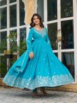 DESIGNER AMERICAN SILK THREAD WITH SEQUENCE WORK GOWN BOTTOM WITH DUPATTA FESTIVE WEAR WHOLESALE PRICE ETHNIC GARMENT (7)
