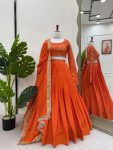 DESIGNER AMERICAN SILK THREAD WITH SEQUENCE WORK LEHENGA CHOLI WITH DUPATTA WEDDING WEAR WHOLESALE PRICE ETHNIC GARMENT (2)