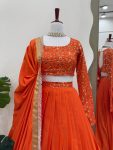 DESIGNER AMERICAN SILK THREAD WITH SEQUENCE WORK LEHENGA CHOLI WITH DUPATTA WEDDING WEAR WHOLESALE PRICE ETHNIC GARMENT (2)