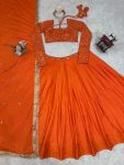 DESIGNER AMERICAN SILK THREAD WITH SEQUENCE WORK LEHENGA CHOLI WITH DUPATTA WEDDING WEAR WHOLESALE PRICE ETHNIC GARMENT (2)