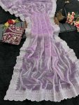 DESIGNER BURBERRY SEQUENCE AND ZARI EMBROIDERY WORK SAREE WITH UNSTITCHED BLOUSE PARTY WEAR WHOLESALE PRICE ETHNIC GARMENT (3)