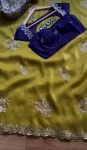 DESIGNER CHIFFON THREAD EMBROIDERY WORK SAREE WITH UNSTITCHED BLOUSE PARTY WEAR WHOLESALE PRICE ETHNIC GARMENT (8)