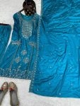DESIGNER CHINON EMBROIDERY MOTI LACE WORK TOP PALAZZO WITH DUPATTA PARTY WEAR WHOLESALE PRICE ETHNIC GARMENT (5)