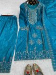 DESIGNER CHINON EMBROIDERY MOTI LACE WORK TOP PALAZZO WITH DUPATTA PARTY WEAR WHOLESALE PRICE ETHNIC GARMENT (5)