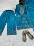 DESIGNER CHINON EMBROIDERY MOTI LACE WORK TOP PALAZZO WITH DUPATTA PARTY WEAR WHOLESALE PRICE ETHNIC GARMENT (5)