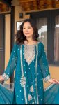 DESIGNER CHINON EMBROIDERY MOTI LACE WORK TOP PALAZZO WITH DUPATTA PARTY WEAR WHOLESALE PRICE ETHNIC GARMENT (5)
