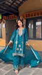 DESIGNER CHINON EMBROIDERY MOTI LACE WORK TOP PALAZZO WITH DUPATTA PARTY WEAR WHOLESALE PRICE ETHNIC GARMENT (5)