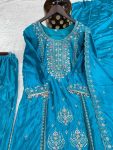 DESIGNER CHINON EMBROIDERY MOTI LACE WORK TOP PALAZZO WITH DUPATTA PARTY WEAR WHOLESALE PRICE ETHNIC GARMENT (5)