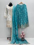 DESIGNER CHINON EMBROIDERY SEQUENCE CODING MIRROR HAND WORK TOP PALAZZO WITH DUPATTA PARTY WEAR WHOLESALE PRICE ETHNIC GARMENT (3)