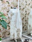 DESIGNER CHINON EMBROIDERY SEQUENCE WORK GOWN BOTTOM WITH DUPATTA PARTY WEAR WHOLESALE PRICE ETHNIC GARMENT (4)