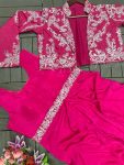 DESIGNER CHINON EMBROIDERY WORK DRAPE SKIRT BLOUSE AND KOTI PARTY WEAR WHOLESALE PRICE ETHNIC GARMENT (6)