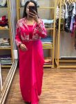 DESIGNER CHINON EMBROIDERY WORK DRAPE SKIRT BLOUSE AND KOTI RANI