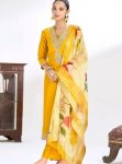 DESIGNER CHINON EMBROIDERY WORK TOP BOTTOM WITH DUPATTA  YELLOW
