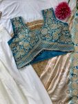 DESIGNER CHINON PLAIN PLEATED SKIRT BANDHANI PRINTED EMBROIDERY WORK SHRUG WITH EMBROIDERY WORK STITCHED BLOUSE (4)