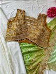 DESIGNER CHINON PLAIN PLEATED SKIRT BANDHANI PRINTED EMBROIDERY WORK SHRUG WITH EMBROIDERY WORK STITCHED BLOUSE (12)