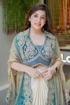 DESIGNER CHINON PLAIN PLEATED SKIRT BANDHANI PRINTED EMBROIDERY WORK SHRUG WITH EMBROIDERY WORK STITCHED BLOUSE (4)