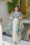 DESIGNER CHINON PLAIN PLEATED SKIRT BANDHANI PRINTED EMBROIDERY WORK SHRUG WITH EMBROIDERY WORK STITCHED BLOUSE (4)