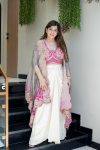 DESIGNER CHINON PLAIN PLEATED SKIRT BANDHANI PRINTED EMBROIDERY WORK SHRUG WITH EMBROIDERY WORK STITCHED BLOUSE PARTY WEAR WHOLESALE PRICE ETHNIC GARMENT (4)