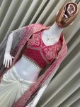 DESIGNER CHINON PLAIN PLEATED SKIRT BANDHANI PRINTED EMBROIDERY WORK SHRUG WITH EMBROIDERY WORK STITCHED BLOUSE PARTY WEAR WHOLESALE PRICE ETHNIC GARMENT (4)