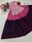 DESIGNER CHINON PRINTED HANDWORK FULL STITCHED TOP WITH LEHENGA PARTY WEAR WHOLESALE PRICE ETHNIC GARMENT (4)