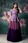 DESIGNER CHINON PRINTED HANDWORK FULL STITCHED TOP WITH LEHENGA PARTY WEAR WHOLESALE PRICE ETHNIC GARMENT (4)