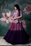 DESIGNER CHINON PRINTED HANDWORK FULL STITCHED TOP WITH LEHENGA PARTY WEAR WHOLESALE PRICE ETHNIC GARMENT (4)