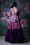DESIGNER CHINON PRINTED HANDWORK FULL STITCHED TOP WITH LEHENGA PARTY WEAR WHOLESALE PRICE ETHNIC GARMENT (4)