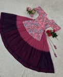 DESIGNER CHINON PRINTED HANDWORK FULL STITCHED TOP WITH LEHENGA PARTY WEAR WHOLESALE PRICE ETHNIC GARMENT (4)