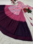 DESIGNER CHINON PRINTED HANDWORK FULL STITCHED TOP WITH LEHENGA PARTY WEAR WHOLESALE PRICE ETHNIC GARMENT (4)