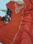 DESIGNER CHINON SEQUENCE CODING EMBROIDERY WORK TOP BOTTOM WITH DUPATTA PARTY WEAR WHOLESALE PRICE ETHNIC GARMENT (8)