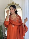 DESIGNER CHINON SEQUENCE CODING EMBROIDERY WORK TOP BOTTOM WITH DUPATTA PARTY WEAR WHOLESALE PRICE ETHNIC GARMENT (8)