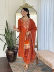 DESIGNER CHINON SEQUENCE CODING EMBROIDERY WORK TOP BOTTOM WITH DUPATTA PARTY WEAR WHOLESALE PRICE ETHNIC GARMENT (8)