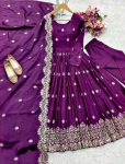 DESIGNER CHINON SEQUENCE EMBROIDERY WORK GOWN BOTTOM WITH DUPATTA PARTY WEAR WHOLESALE PRICE ETHNIC GARMENT (5)