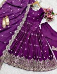 DESIGNER CHINON SEQUENCE EMBROIDERY WORK GOWN BOTTOM WITH DUPATTA PARTY WEAR WHOLESALE PRICE ETHNIC GARMENT (5)