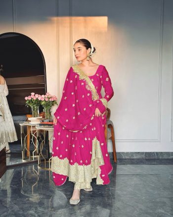 DESIGNER CHINON SEQUENCE EMBROIDERY WORK GOWN BOTTOM WITH DUPATTA RANI