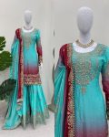 DESIGNER CHINON SILK CODING EMBROIDERY MOTI WORK TOP SHARARA WITH DUPATTA PARTY WEAR WHOLESALE PRICE ETHNIC GARMENT (4)