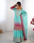 DESIGNER CHINON SILK CODING EMBROIDERY MOTI WORK TOP SHARARA WITH DUPATTA PARTY WEAR WHOLESALE PRICE ETHNIC GARMENT (4)