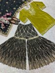 DESIGNER CHINON SILK EMBROIDERY LACE BORDER WORK TOP SHARARA WITH DUPATTA PARTY WEAR WHOLESALE PRICE ETHNIC GARMENT (2)