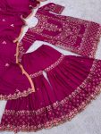 DESIGNER CHINON SILK EMBROIDERY SEQUENCE AND THREAD WORK TOP SHARARA WITH DUPATTA FESTIVE WEAR WHOLESALE PRICE ETHNIC GARMENT (5)