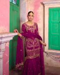 DESIGNER CHINON SILK EMBROIDERY SEQUENCE AND THREAD WORK TOP SHARARA WITH DUPATTA FESTIVE WEAR WHOLESALE PRICE ETHNIC GARMENT (5)