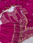 DESIGNER CHINON SILK EMBROIDERY SEQUENCE AND THREAD WORK TOP SHARARA WITH DUPATTA FESTIVE WEAR WHOLESALE PRICE ETHNIC GARMENT (5)