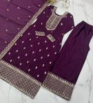 DESIGNER CHINON SILK EMBROIDERY SEQUENCE LACE WORK TOP PALAZZO WITH DUPATTA FESTIVE WEAR WHOLESALE PRICE ETHNIC GARMENT (9)
