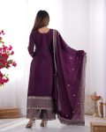 DESIGNER CHINON SILK EMBROIDERY SEQUENCE LACE WORK TOP PALAZZO WITH DUPATTA FESTIVE WEAR WHOLESALE PRICE ETHNIC GARMENT (9)