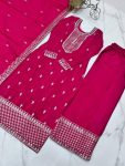 DESIGNER CHINON SILK EMBROIDERY SEQUENCE LACE WORK TOP PALAZZO WITH DUPATTA PARTY WEAR WHOLESALE PRICE ETHNIC GARMENT (4)