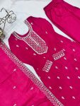 DESIGNER CHINON SILK EMBROIDERY SEQUENCE LACE WORK TOP PALAZZO WITH DUPATTA PARTY WEAR WHOLESALE PRICE ETHNIC GARMENT (4)