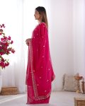 DESIGNER CHINON SILK EMBROIDERY SEQUENCE LACE WORK TOP PALAZZO WITH DUPATTA PARTY WEAR WHOLESALE PRICE ETHNIC GARMENT (4)